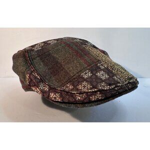 Robert Graham Silk Wool Newsboy Hat Newsies OS Patchwork Flat Cap  Multicolor Pa